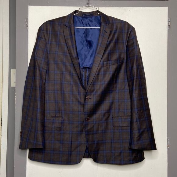 hart schaffner marx men’s unstructured blazer sportcoat 50r Windowpane blue